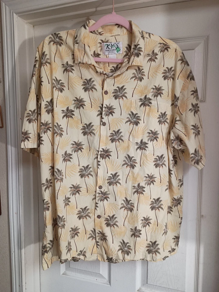 Camisa KY'S Auténtica Hecha en Hawaiana Árbol de Coco XL Foto 1 de 4