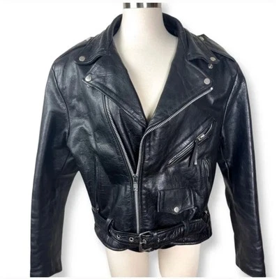 Chaqueta de cuero negra vintage Wilson para motociclista Mad Max Thinsulate  Foto 1 de 4