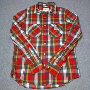 VTG Denim & Supply Ralph Lauren Shirt Mens S Red Grey Yellow Plaid Flannel - Picture 1 of 6