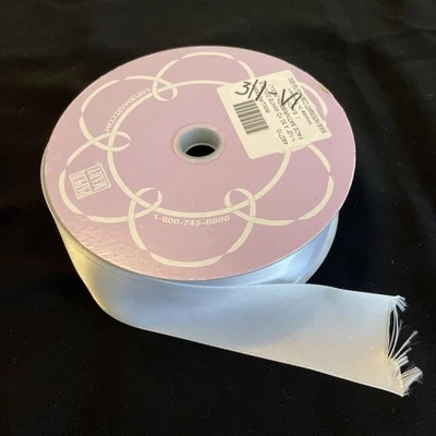 Paper Mart 1-1/2" x White Double Face Satin Ribbon Roll Less Than 50 Yards Read - Image 1 of 4
