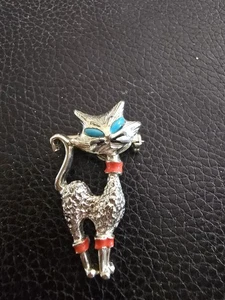 Vintage Rhinestone Siamese Cat Kitten Brooch Pin - Picture 1 of 1