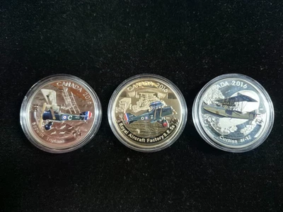 Juego de 3- 1oz.- Aviones Canada 2016 de la Primera Guerra Mundial Foto 1 de 4