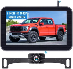7-Inch Wireless Backup Camera for Truck - 2 Channel, DIY Grid Lines, HD 1080P... - Bild 1 von 7