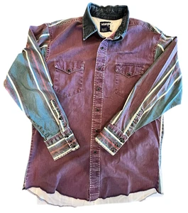 Wrangler Vintage Brushpopper Druckknopf Hemd Herren Gr. 16-34 Gr. Large Burgund USA - Bild 1 von 6