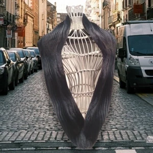 Mujer Infinity Bufanda Capucha Negro/Azul Rayas Pequeñas y Ultra Suave 100% Poliéster - Imagen 1 de 5