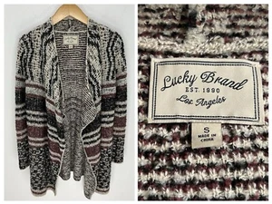 Lucky Brand Open Front Cardigan Sweater Size Small Boho Waterfall Southwestern - Picture 1 of 13