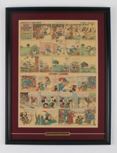 1936 Walt Disney's "Silly Symphony" & "Mickey Mouse" Custom Framed Comic Strip