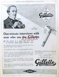 GILLETTE Safety Razor Shaving Advert : 1919 'Interview - The Actor' Print - Picture 1 of 1