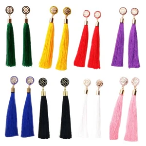 Pendientes largos de color borla estilo bohemio con distintivos pendientes para mujer - Imagen 1 de 40