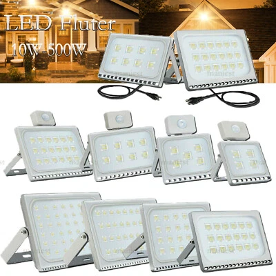 10W-500W LED Fluter mit Bewegungsmelder/Stecker Außen Strahler Scheinwerfer IP66 - Bild 1 von 4