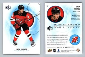 Jack Hughes #41 SP Authentics 2020-21 Upper Deck Blue Parallel Card - Picture 1 of 1