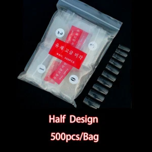 500 Pcs Half Cover False Acrylic Nail Art Tips Salon UV Gel Display Tip Clear - Picture 1 of 1