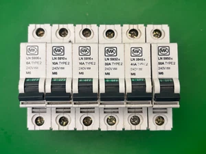MK Tipo 2 MCB 6A LN5906s 10A LN5910s 16A LN5916s 20A LN5920s 32A LN5932s MCB - Imagen 1 de 10