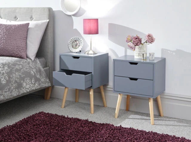 GFW Furniture NBG2BSDGR Bedside Cabinet - Grey