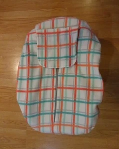 Coral plaid INFANT CAR SEAT COVER! New! Winter, fleece* - Picture 1 of 2