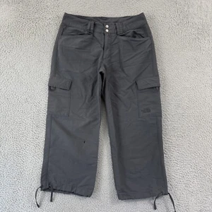 The North Face Pants Womens 4 Gray Hiking Cargo Skimmer Capris Khaki Nylon Light - Picture 1 of 13