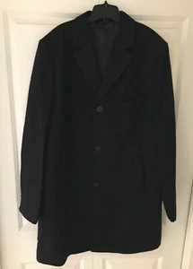 H&M Wool-Blend Coat Navy Blue Single-Breasted Men's Size 48R Chest Pocket NEW - Picture 1 of 12