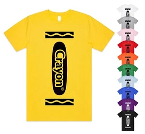 Crayon T-shirt Top World Book Day Funny Fancy Dress Adult Children's Kids Top - Picture 1 of 12