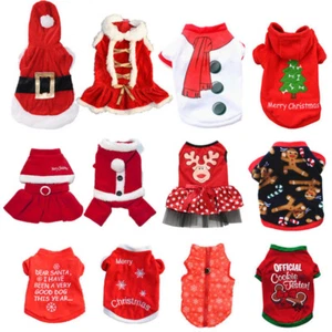 Pet Dog Puppy Santa Shirt Christmas Clothes Costumes Warm Jacket Coat - Picture 1 of 134