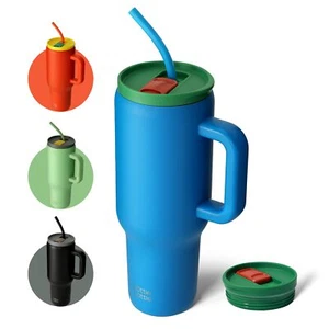 40 Oz Tumbler With Handle And Strawstainless Steel Vacuum Travel Mugcar Cup With - Picture 1 of 7
