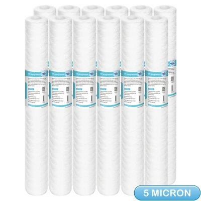 12PCS 5 Micron 20"x2.5" String Wound Sediment Water Filter for GE Hytrex GX05-20 - Image 1 of 4