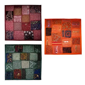 Funda de cojín con cuentas hecha a mano 45 x 45 cm - Imagen 1 de 7