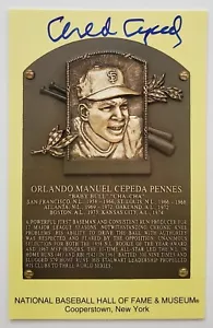 Orlando Cepeda Signed Yellow HOF Plaque Postcard MLB San Francisco Giants RAD - Picture 1 of 3