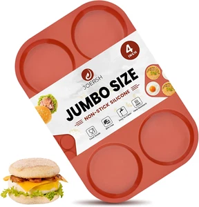 Silicone Egg Mold for Breakfast Sandwiches 4" Jumbo Size Muffin Top Pan, Non-Sti - Picture 1 of 14