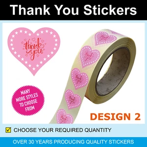 Pegatinas/etiquetas profesionales en forma de corazón de agradecimiento - solo £2.49 por 120  - Imagen 1 de 28