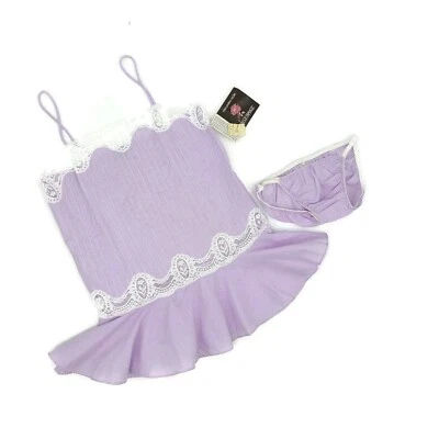 Conjunto de bragas camisón lavanda pequeño de colección Deadstock rosa Puleo-Szule Lily of France Foto 1 de 4