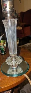 Antike Nachttischlampe aus Glas und Spiegel Stoffkordel Vintage ohne Schirm - Bild 1 von 9