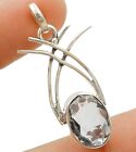 3Ct Natural White Topaz 925 Solid Sterling Silver Pendant 1 1/2" Long K16-6