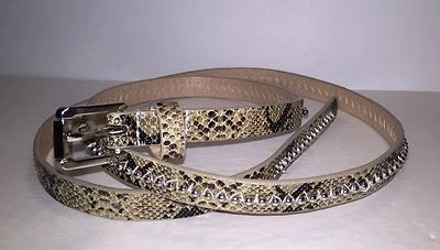 ELLEN TRACY SKINNY рептилии дизайн искусственной кожи ремень 1/2» серебро запонки размер MED - Изображение 1 из 4