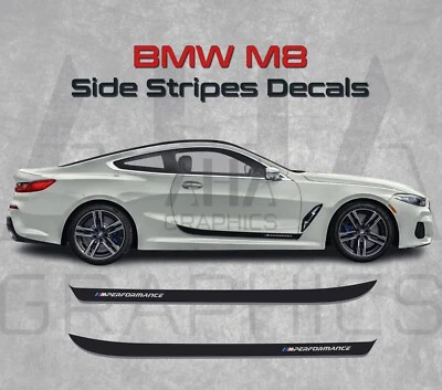 BMW M8 8 Series Coupe Side Stripes Decals M Power M Performance Side Graphics - Image 1 of 2