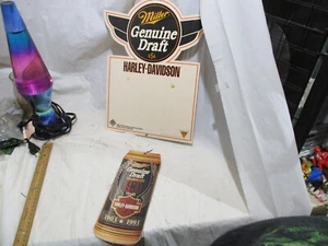 VINTAGE Miller Beer Harley Davidson Motorcycles Double side Cardboard Sign LOOK - Picture 1 of 10