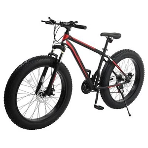26" Fat Tire Mountain Bike 21 Speed MTB High Carbon Steel Bicycle Men Women - Picture 1 of 9