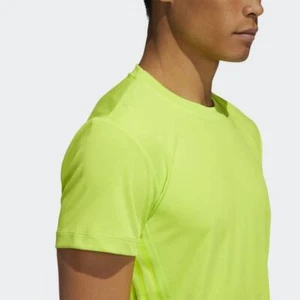 Adidas Performance Mens Running Yellow Sports Tee Gym Short Sleeve TShirt Top L - Picture 1 of 8