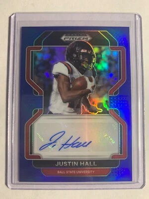 2022 Panini Prizm Draft Picks #RA-JHA Justin Hall Blue Prizm Auto #D /149 - Image 1 of 2