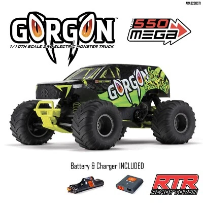 Arrma Gorgon 4X2 MEGA 550 Brushed Monster Truck 1/10 RTR Yellow ARA3230ST1 - Image 1 of 4