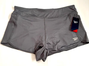 Reebok Gray Athletic Power Slim Moisture Wick Shorts Women's Size XL Gym Workout - Picture 1 of 9