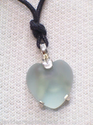 Ciondolo in ARGENTO 925 con Cuore azzurro e girocollo - pendente pietra  - Immagine 1 di 3