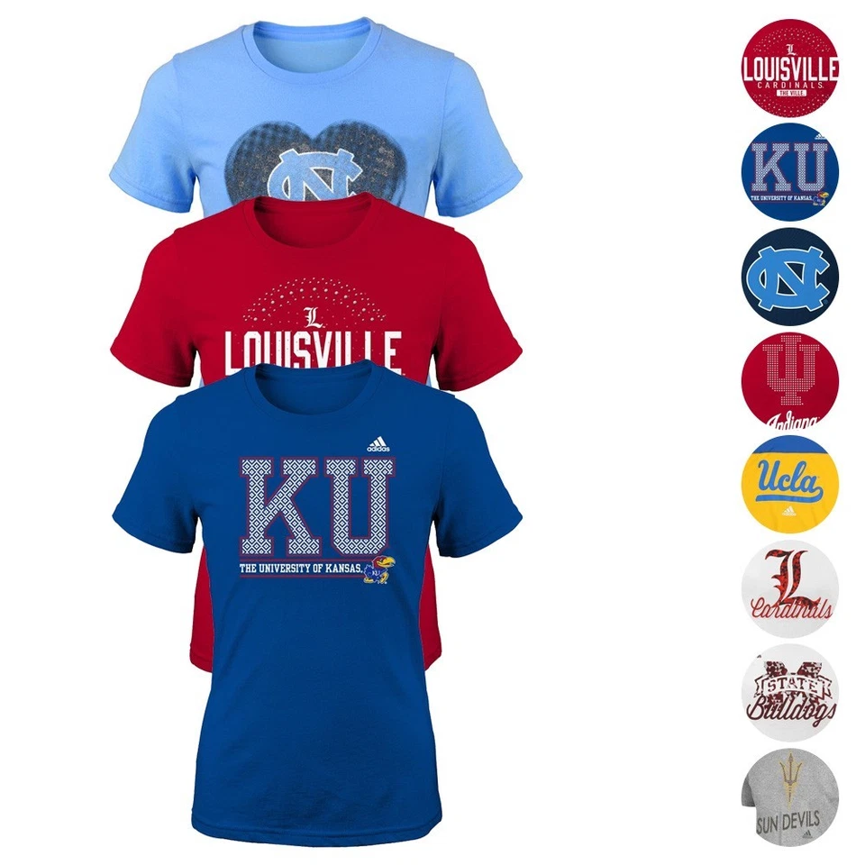 NCAA Adidas Various Team Color Graphic T-Shirt Collection Girls Youth  SZ (S-XL) - Image 1 of 1