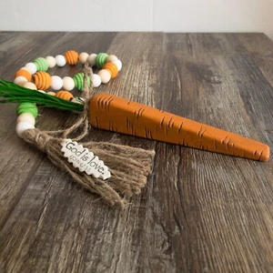 Easter Garland Carrot Wood Bead Spring home Decor 3 Tier Tray - Picture 1 of 4