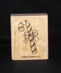 Christmas Candy Cane Single Rubber Stamp Holiday from Stampin Up Set Button Bear - Picture 1 of 3