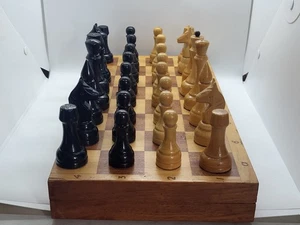 Vintage Soviet 1980s USSR Chess wood Set 45 cm x 45 cm rare - Picture 1 of 24