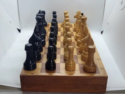 Vintage Soviet 1980s USSR Chess wood Set 45 cm x 45 cm rare - Image 1 of 4