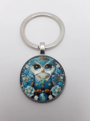 Búho Azul Llavero Llavero Cartera Bolso de Mano Coche Dije Mochila Bolso Vida Silvestre Regalo Foto 1 de 3