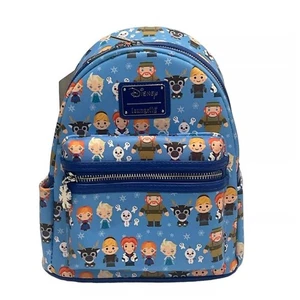 Loungefly Disney Frozen Chibi Mini Backpack Elsa Anna Olaf Blue Bag NEW - Picture 1 of 8