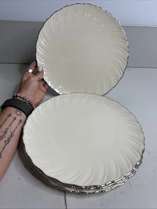 Vintage Menge 4 Lenox Weatherly 10" Essteller Creme Swirl Platinrand  - Bild 1 von 7