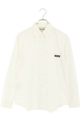 MIUMIU Talla:38 DNA067 Bolsillo en el pecho Logo Parche Manga Larga Camisa Blanca bb317B Envío gratuito Foto 1 de 3